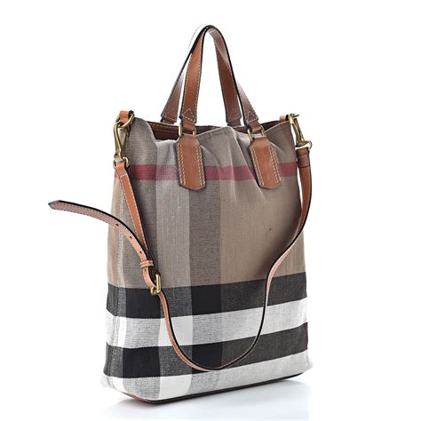 BURBERRY Canvas Mega Check Medium Tottenham Brit Tote 